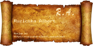 Ruzicska Albert névjegykártya
